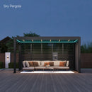 Spa Solutions Sky Pergola SkyMax Ultra Aluminium Pergola LED 3m x 5m motorisiert Wandmontage 5m