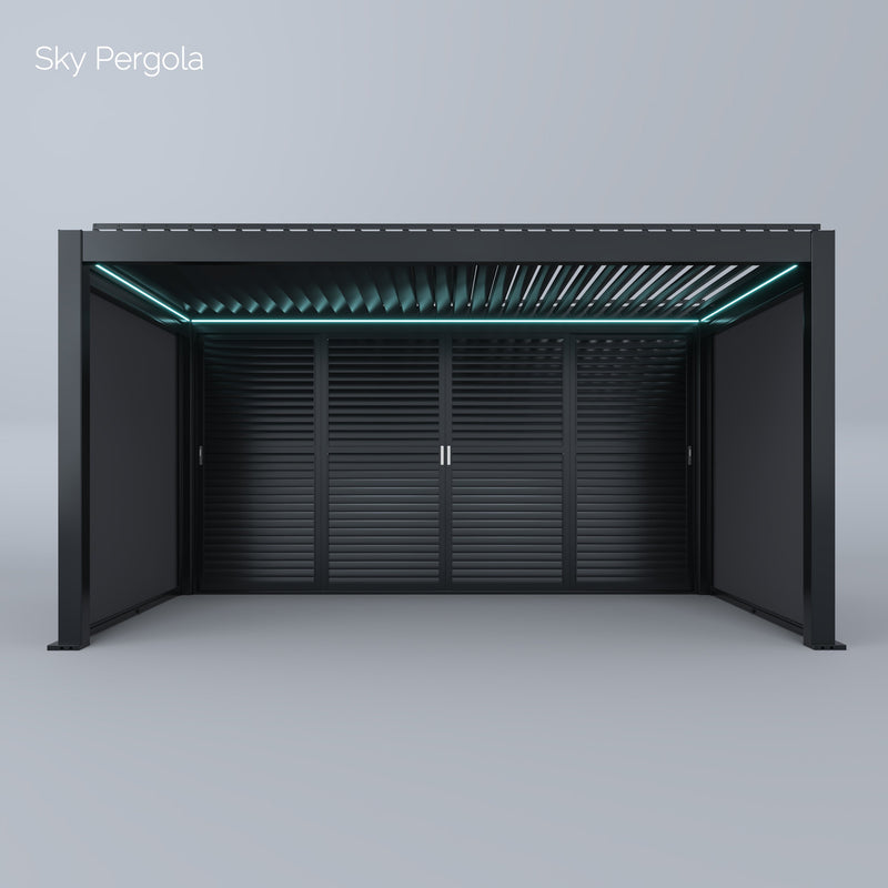SOLUZIONI SPA Sky Pergola Skymax Ultra Alluminio LED pergola LED 3M X 5M Montaggio a parete motorizzato 5m