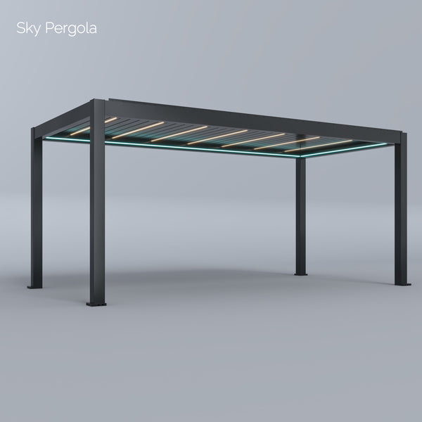 Spa Solutions Sky Pergola SkyMax Ultra Aluminium Pergola LED 3m x 6m motorisiert Wandmontage 3m