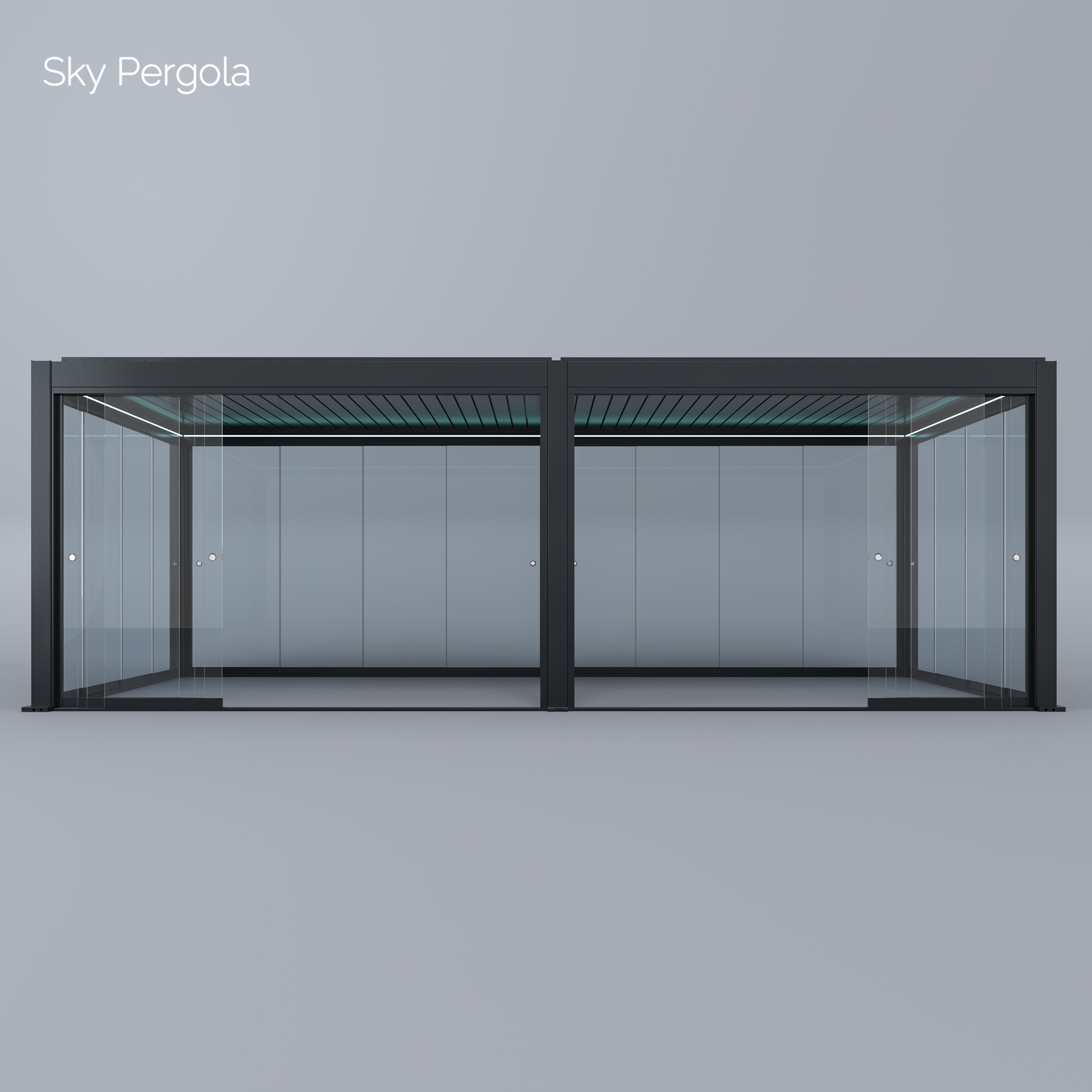 Spa Solutions Sky Pergola SkyMax Ultra Aluminium Pergola LED 4m x 7m motorisiert Wandmontage 4m