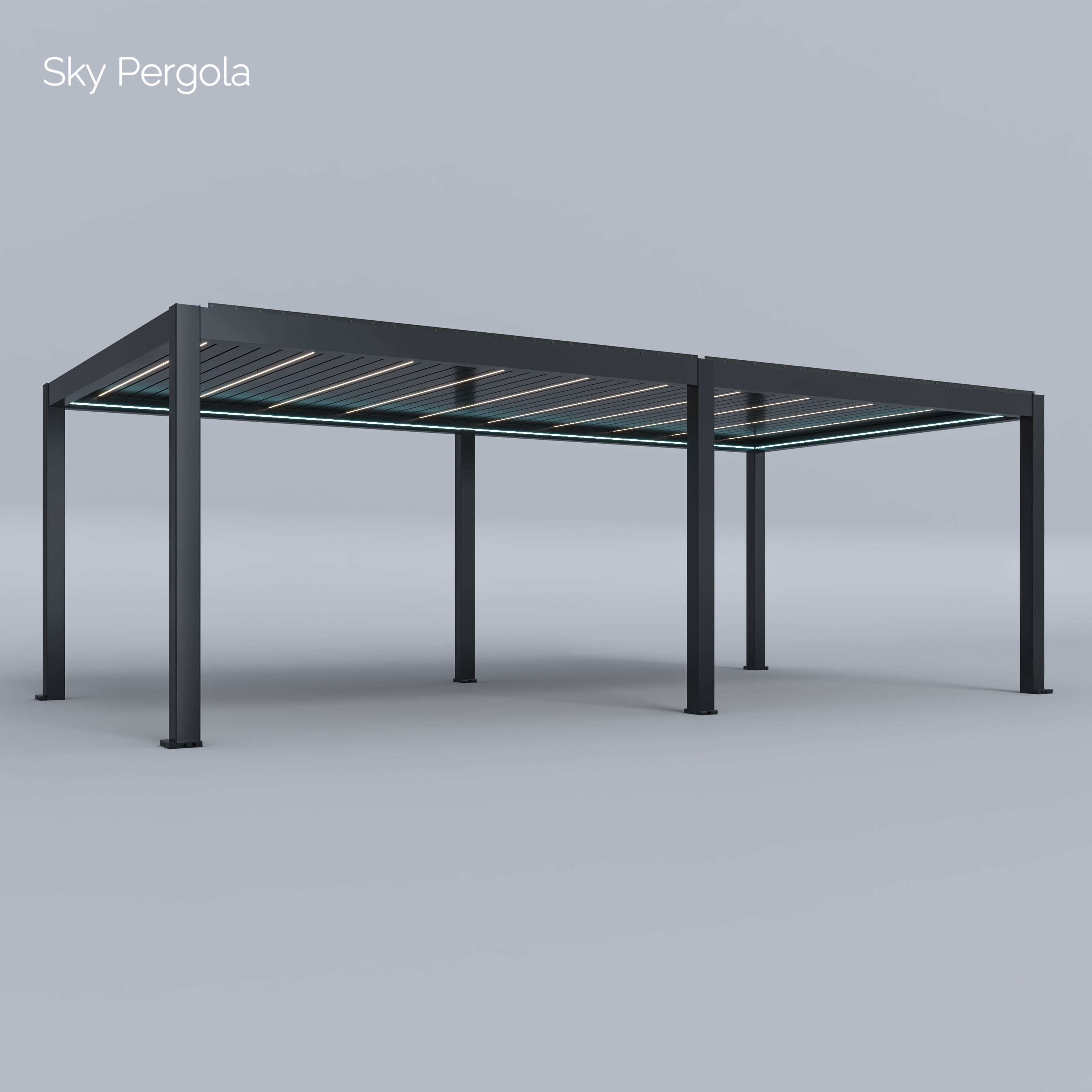 Spa Solutions Sky Pergola SkyMax Ultra Aluminium Pergola LED 4m x 7m motorisiert Wandmontage 7m