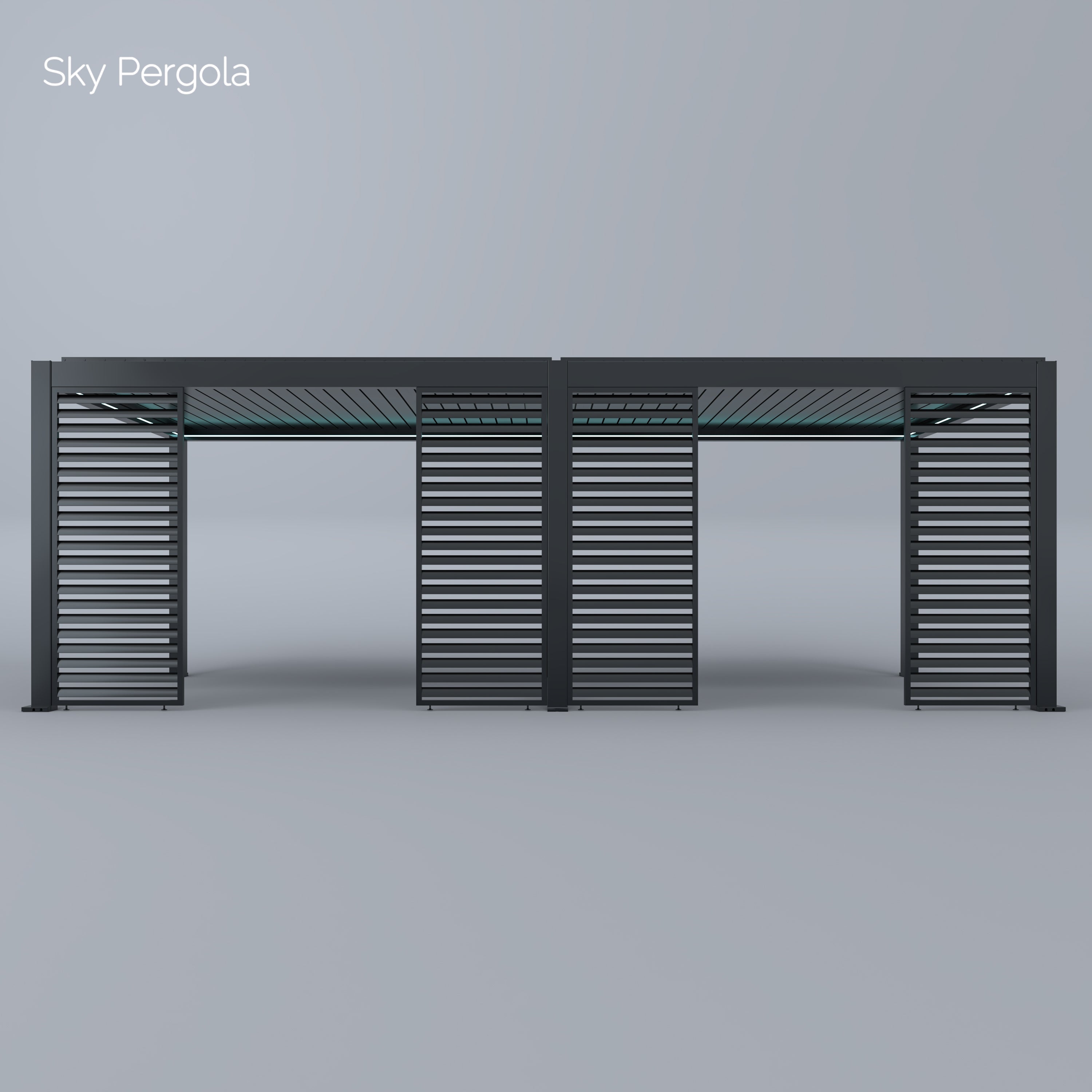 Spa Solutions Sky Pergola SkyMax Ultra Aluminium Pergola LED 4m x 7m motorisiert Wandmontage 7m