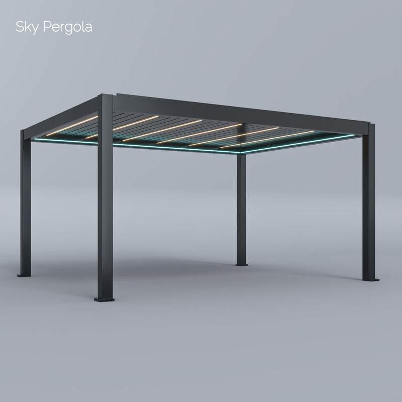 Spa Solutions Sky Pergola Skymax Ultra Aluminum Pergola LED 4M x 5m motorized wall mounting 5m