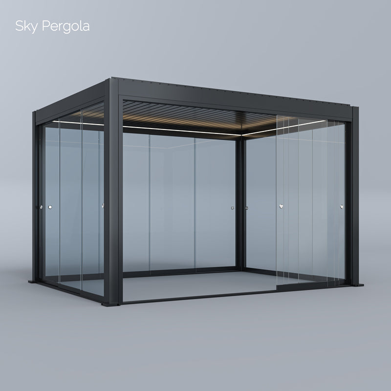 Spa Solutions Sky Pergola Skymotion LED Aluminium Pergola 3M x 4m Moup de mur moteur 4M