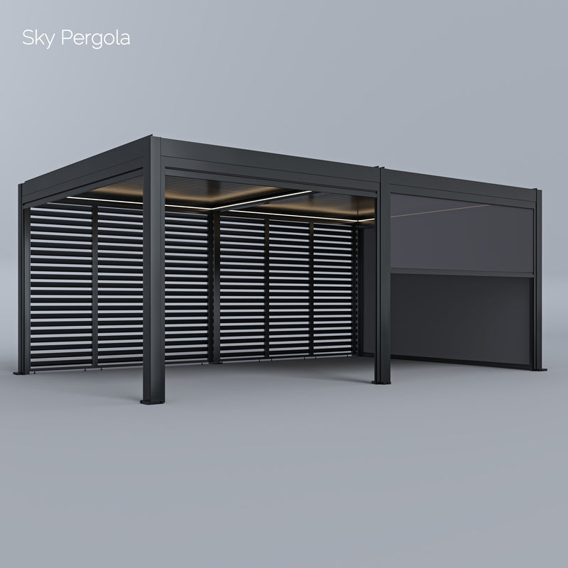 Spa Solutions Sky Pergola Skymotion LED Aluminium Pergola 3M x 6m Moup de mur motorisé 3M