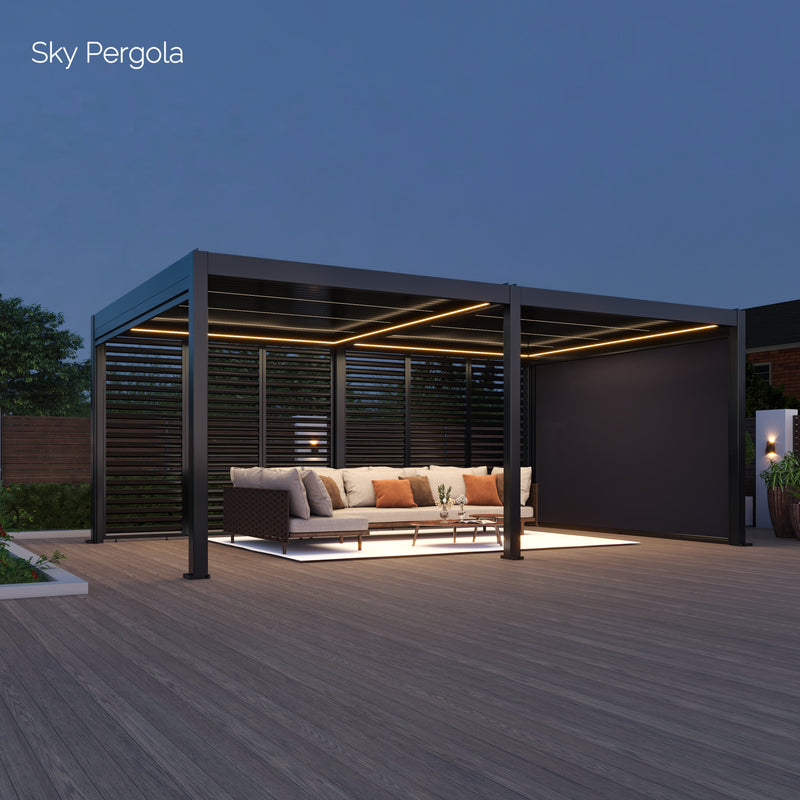 Spa Solutions Sky Pergola Skymotion LED Aluminium Pergola 3M x 6m Moup de mur motorisé 3M