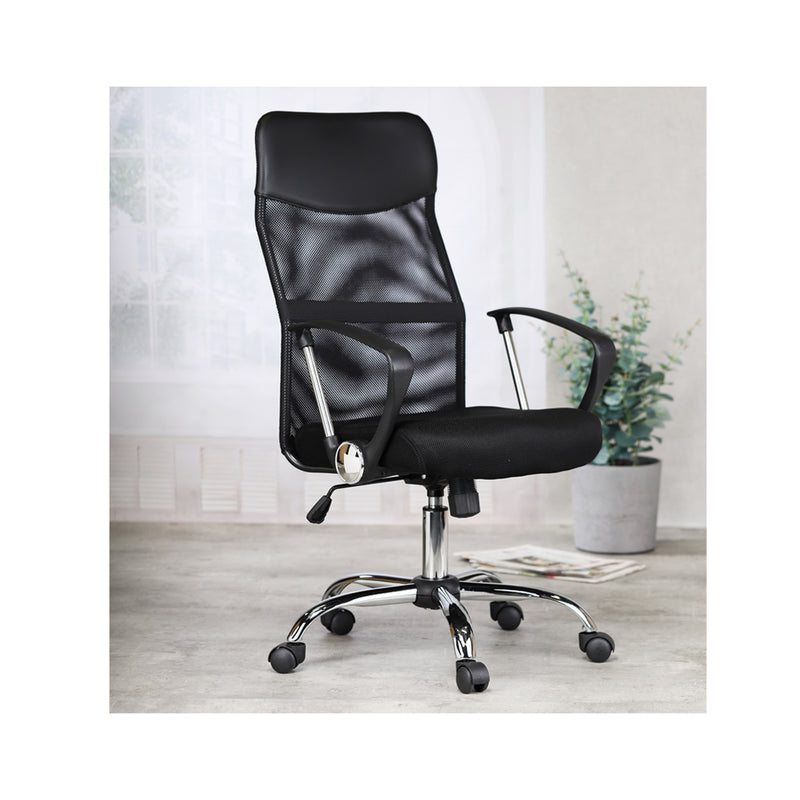 Contini office furniture chief armchair with network look, black chrome -plated base frame