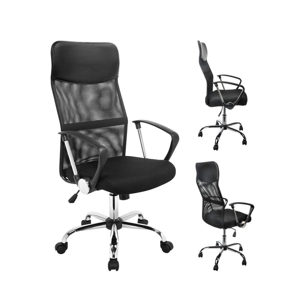 Contini office furniture chief armchair with network look, black chrome -plated base frame