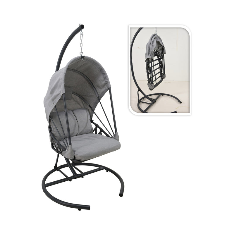 FS Star Garden Furniture Hanging Chair avec oreiller 100x120x195cm gris