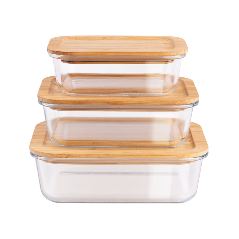 Berlinger Haus with bamboo lid storage shell glass 3 pcs.