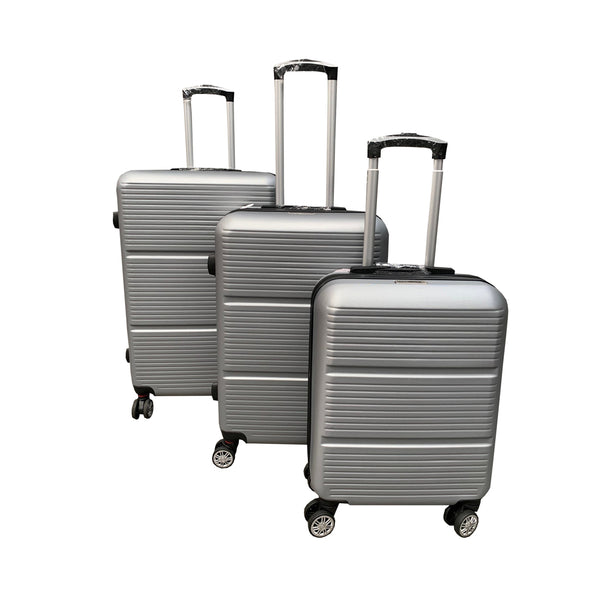 FS-star Freizeit travel suitcase trolley set 3 tlg. Hard shell silver