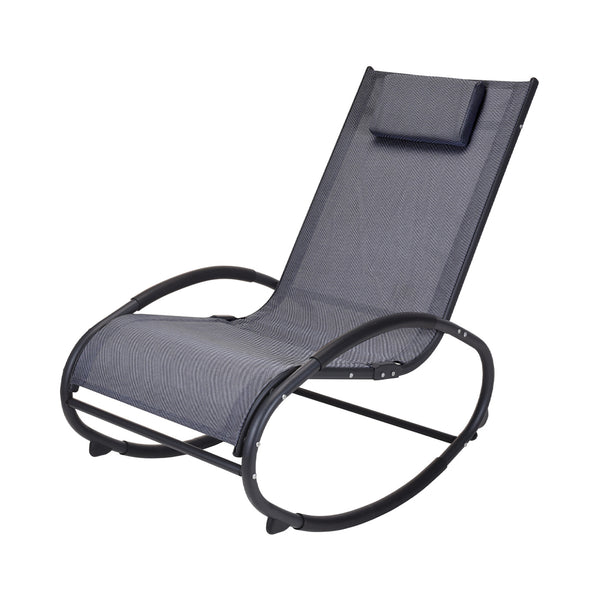 FS Star Garden Furniture Rocking Chaise avec oreiller gris foncé