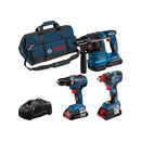 Bosch Professional Baugerät 3Tool Kit GSR 18V-55+ GDX 18V-200+ GBH 18V-22+ 3 x 4.0Ah PC+ GAL 1880CV C