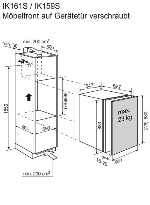 Réfrigérateur d'installation Electrolux avec congélateur IK159SL