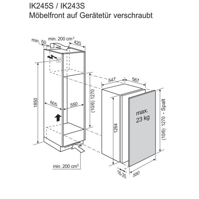 Réfrigérateur d'installation d'Electrolux avec compartiment de congélateur IK243SR