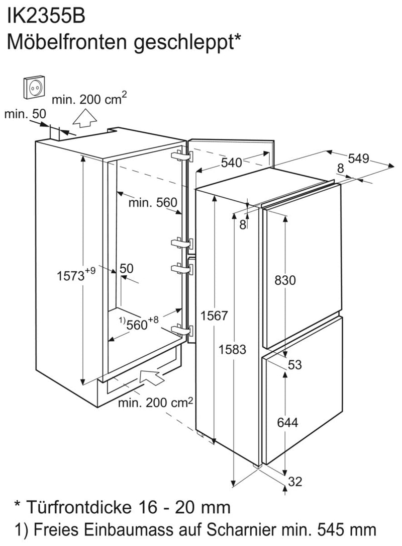 Electrolux Einbaukühlschrank mit Gefrierfach IK2355BR