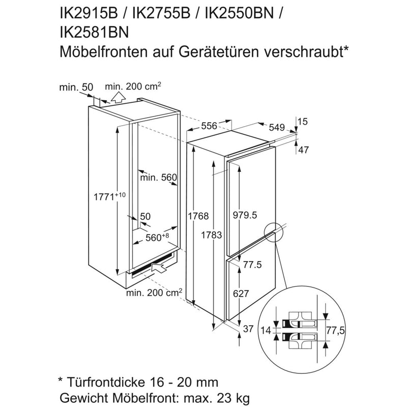 Electrolux Einbaukühlschrank mit Gefrierfach IK2755BL, 259 Liter