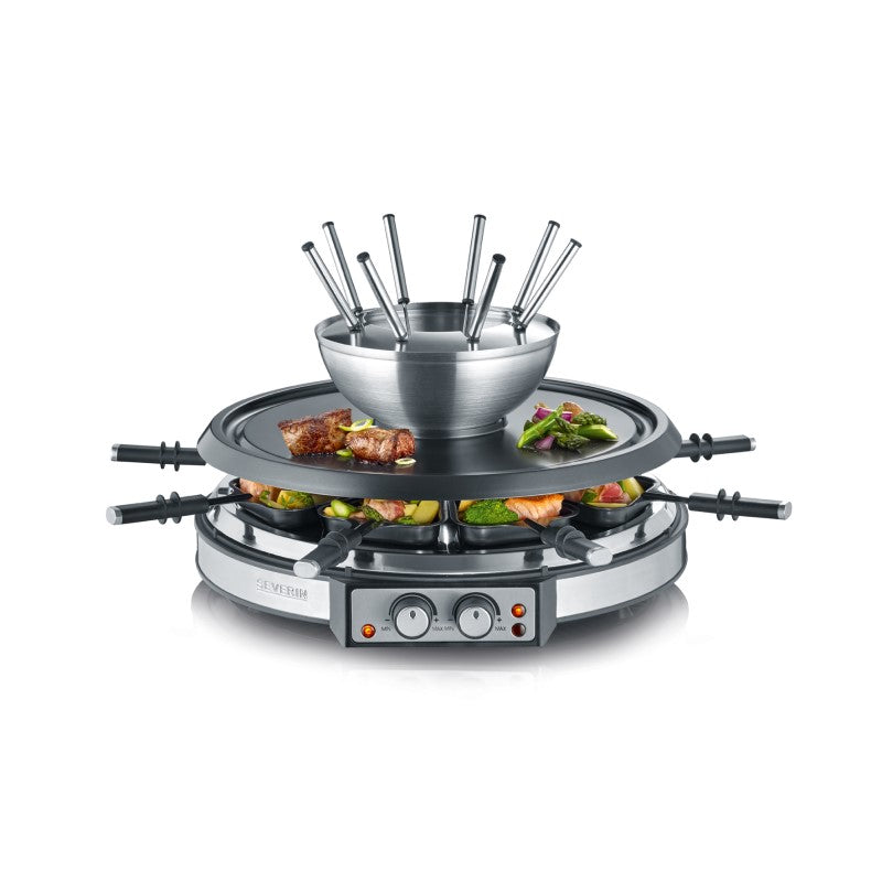 Severin raclette oven fondue station wagon rg2348 black/stainless steel