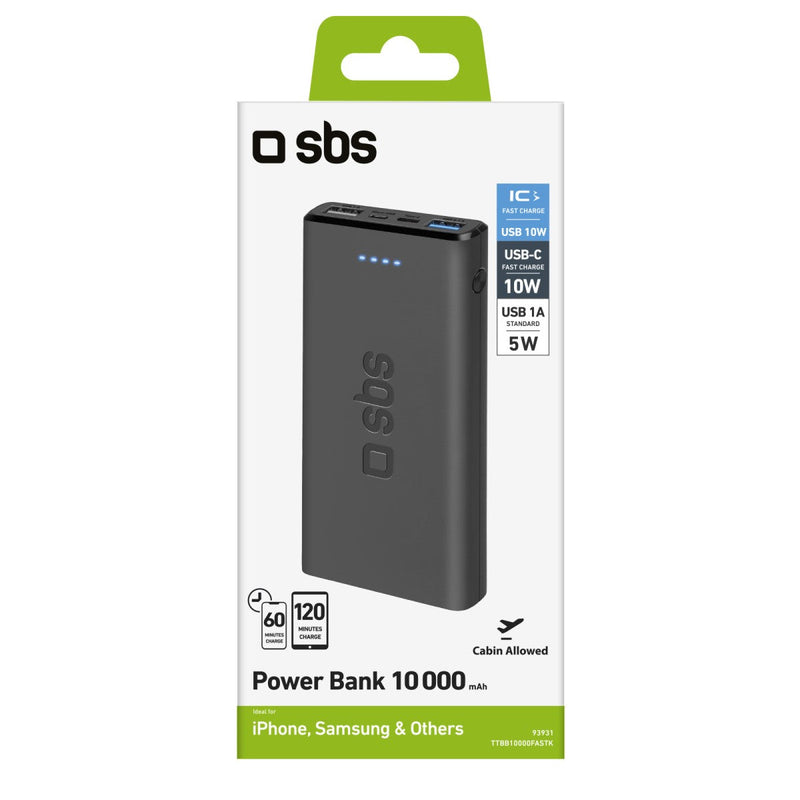 SBS Powerbank Vide carica 10.000 mAh, 2 USB