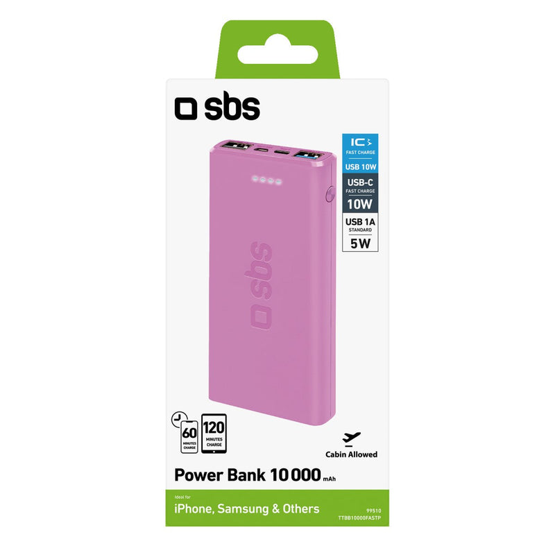 SBS Powerbank fast charge mit 10.000 mAh und 2 USB