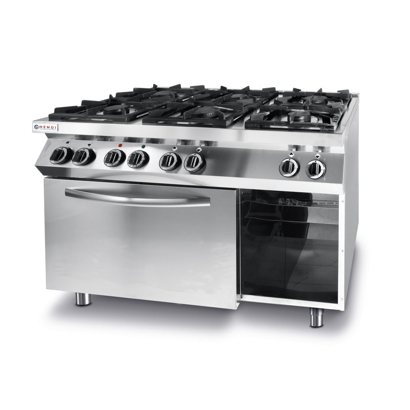 Hendi gas cooker kitchen line 6 burners with elek. Oven gn