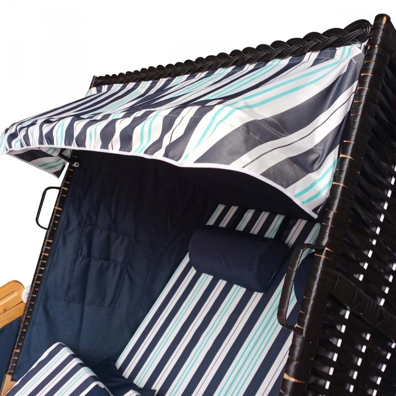 BRAST Strandkorb Deluxe blau/hellblau/weiss gestreift
