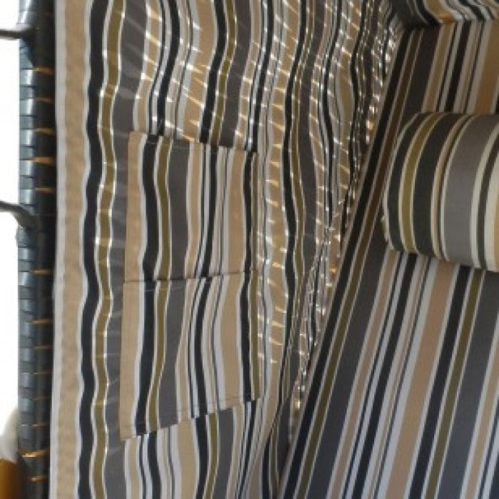 BRAST Strandkorb Deluxe grau/blau/olive gestreift