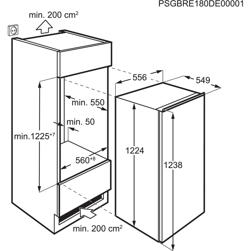 Réfrigérateur d'installation AEG avec compartiment de congélateur AIK2023R Festival Porte 122.4 cm
