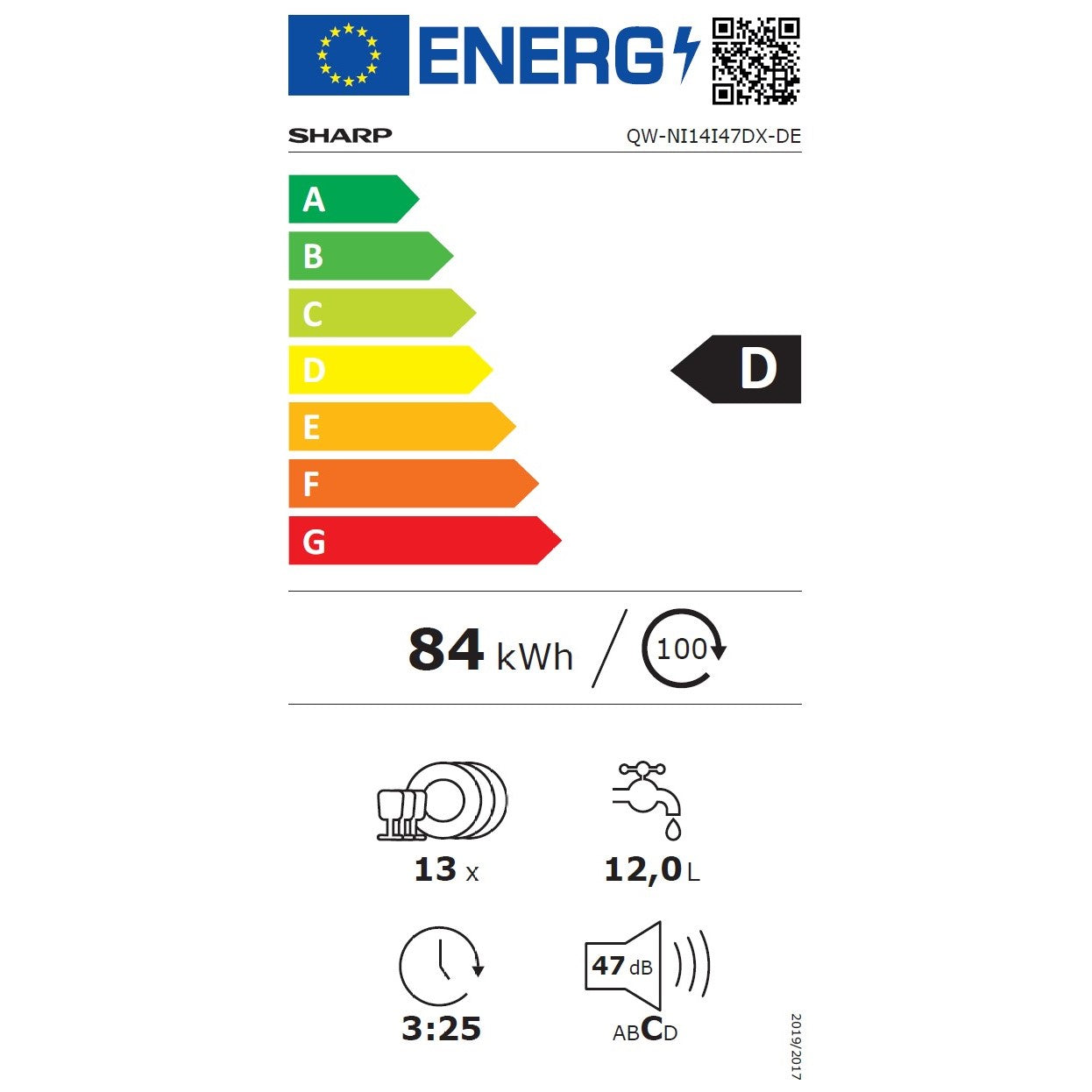 Sharp Geschirrspüler Einbau vollint. QW-NI14I47DX-CH, 60cm