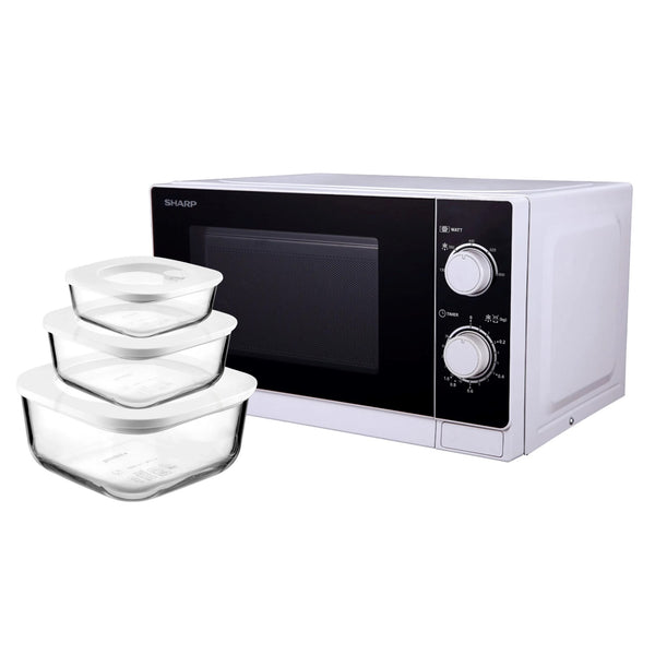 Sharp Microwave R200WW with Guzzini container glass 3 Set