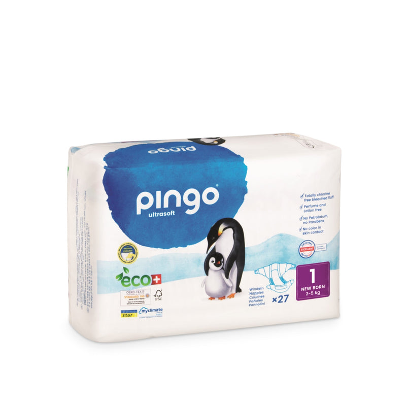 Pingo Diaper New Born 2 à 5 kg, boîte mensuelle 12x27 = 324 PCS.