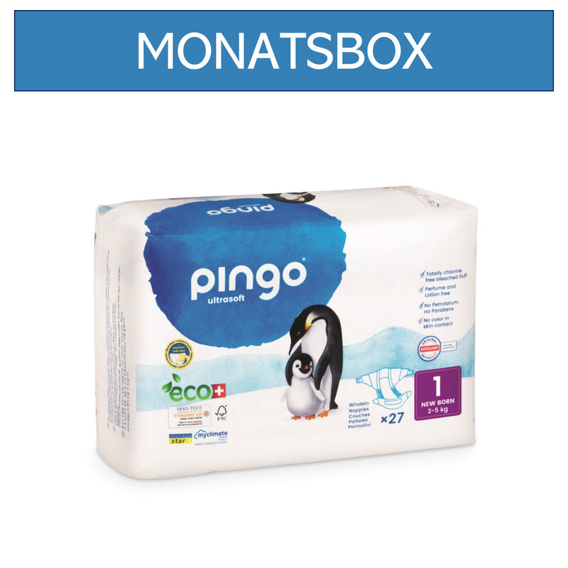 Pingo Diaper New Born 2 à 5 kg, boîte mensuelle 12x27 = 324 PCS.