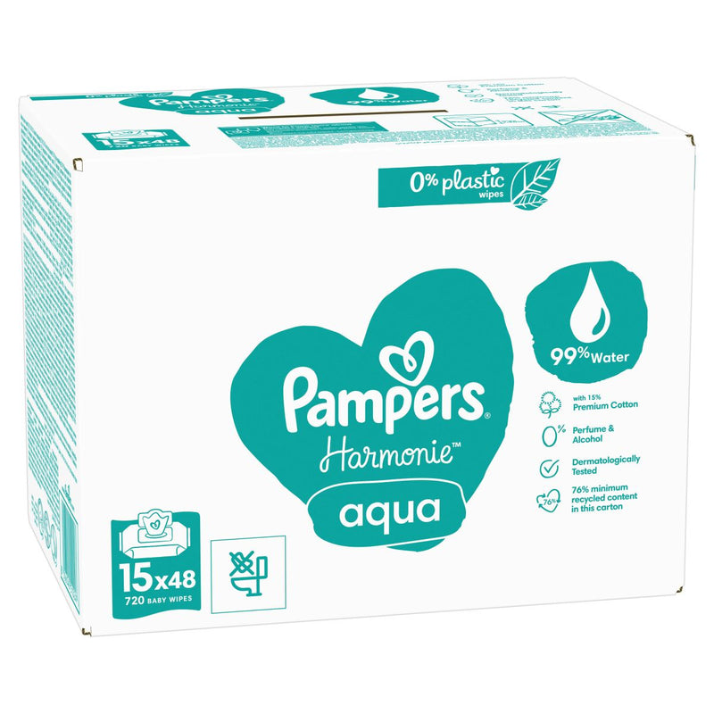 Pampers asciugamani per umidità per bambini Harmonie Aqua 15x