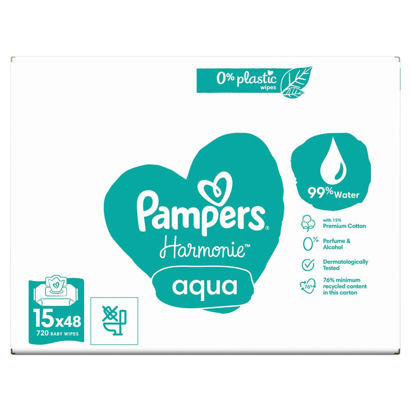 Pampers asciugamani per umidità per bambini Harmonie Aqua 15x