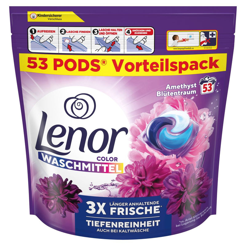 Lenor detergent all-in-1 pods amethyst flower dream 53Wl