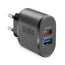 SBS Ladegerät Travel charger 1 USB 2.1A + 1 USB-C