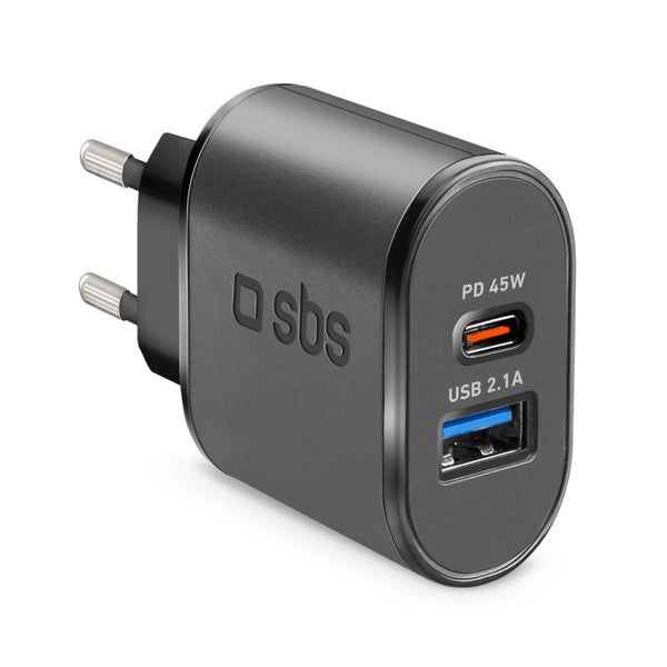 Caricatore di viaggio del caricatore SBS 1 USB 2.1A + 1 USB-C