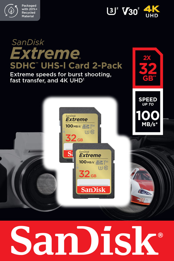 Sandisk Extreme 100MB/S SDHC 32GB 2-Pack Extreme 100MB/S SDHC 32GB 2 pack