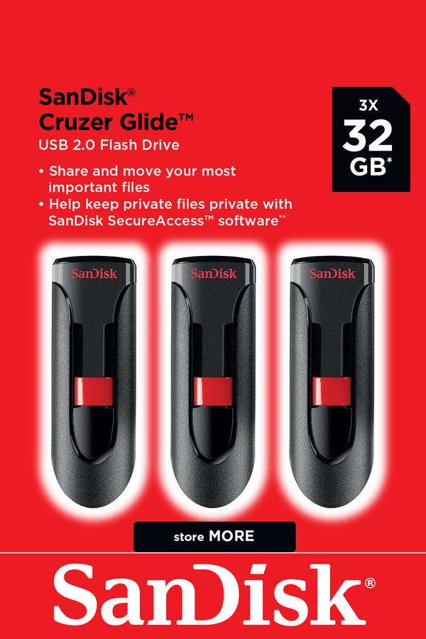 Sandisk Cruzer Glide 32 GB, 3 Spack Cruzer Glide 32 GB, 3 pacchetto