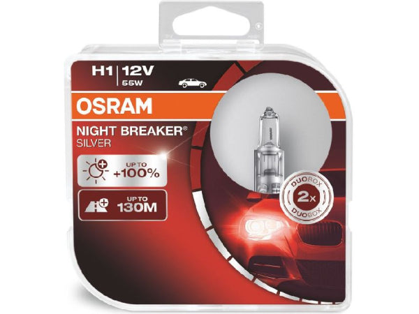 OSRAM Ersatzleuchtmittel Night Breaker Silver Duobox H1/12V/55W/