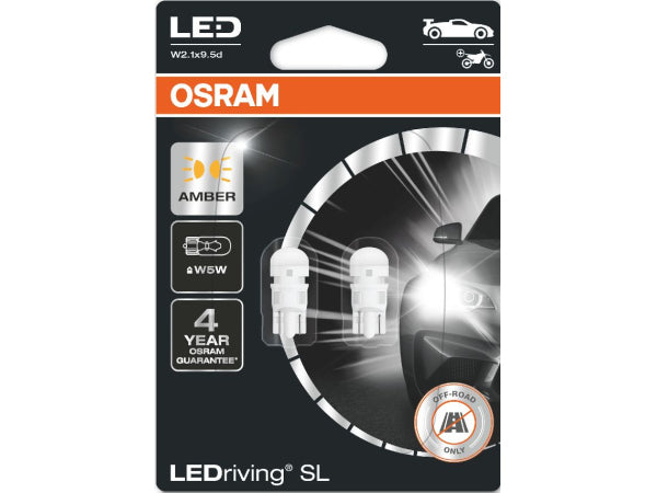OSRAM replacement luminoid LEDRIVING AMBER 12V W5W double blister