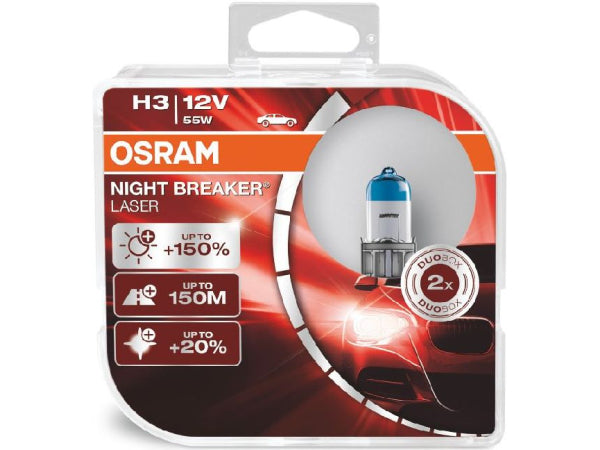 OSRAM Ersatzlampe Night Breaker Laser Duobox H3/12V/55W/PK