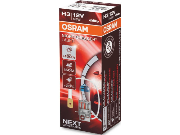 OSRAM Ersatzlampe Night Breaker Laser H3/12V/55W/PK22s