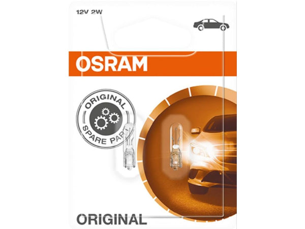 OSRAM replacement luminoid glass base lamp 12V 2W W2x4.6d / Blister VPE 2