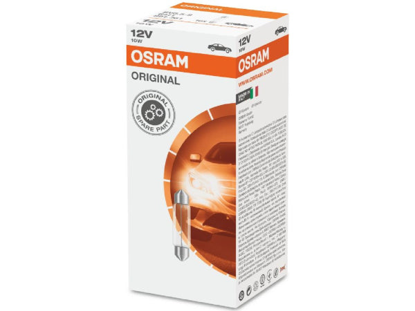 OSRAM Ersatzleuchtmittel Soffittenlampe 12V 10W SV8,5-8 / 41 x 11 mm