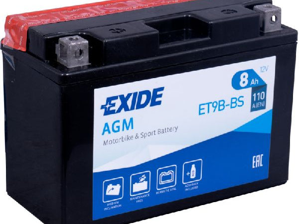 Exide vehicle battery 12 volt // 8 AH // 110 Amp. LXBXH: 150 // 70 // 105 // S: 1