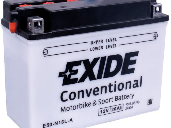 Exide vehicle battery 12 volt // 20 AH // 260 Amp. LXBXH: 205 // 90 // 162 // S: 0