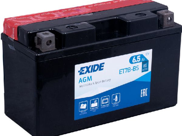 Exide vehicle battery 12 volt // 6.5 AH // 85 Amp. LXBXH: 150 // 65 // 93 // S: 1
