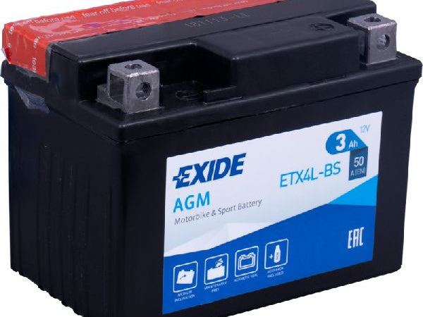 Exide vehicle battery 12 volt // 3 AH // 50 Amp. LXBXH: 113 // 70 // 85 // S: 0