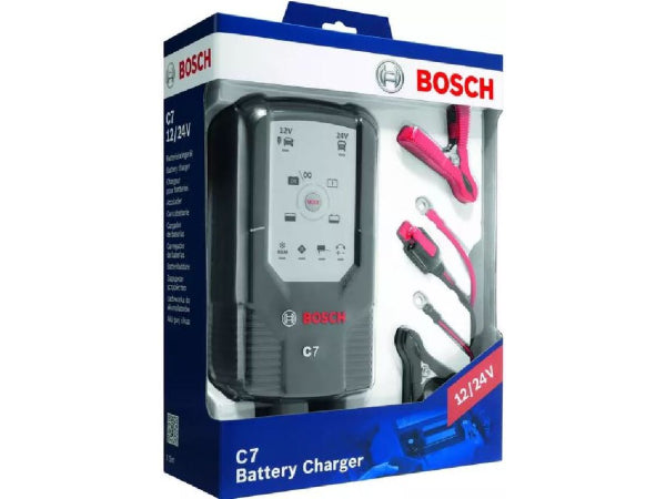Chargeur de batterie de batterie de véhicule Bosch Bosch 12/24 Volt / 7 Amp.